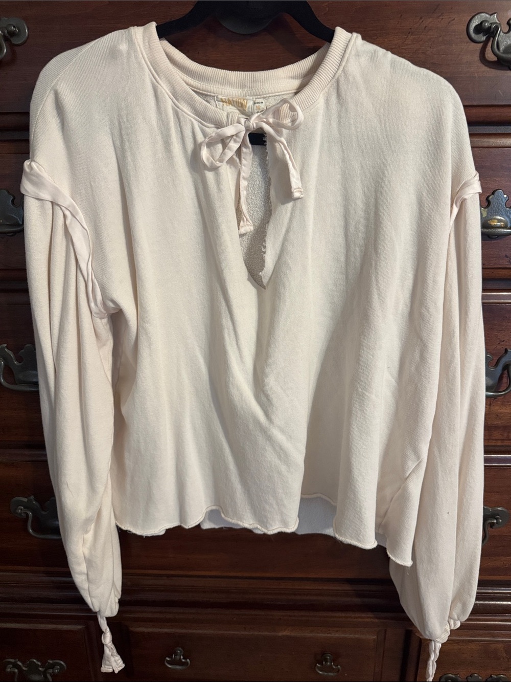Nation LTD Cream Tie-Neck Long Sleeve Pullover